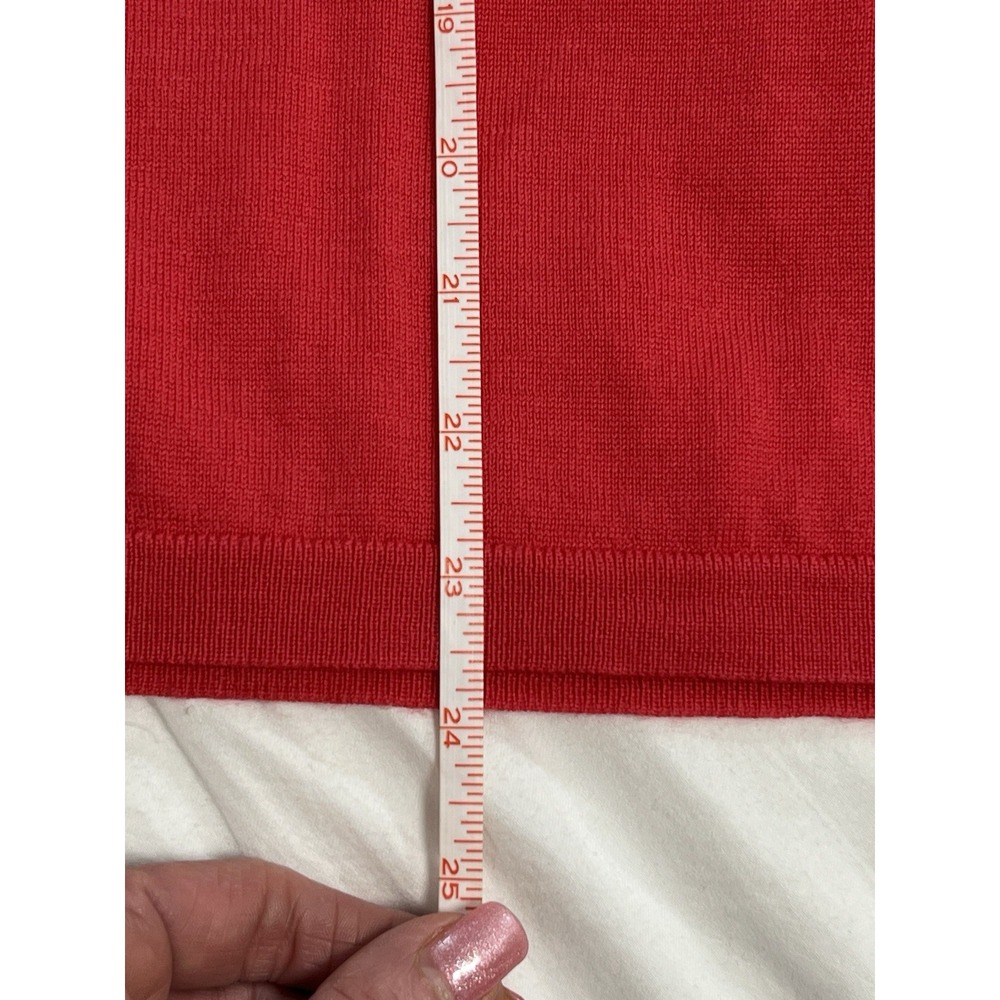 Paul Costelloe 100% Merino Wool Red Crewneck Sweater M Quiet Luxury Fine Knit - Picture 8 of 10